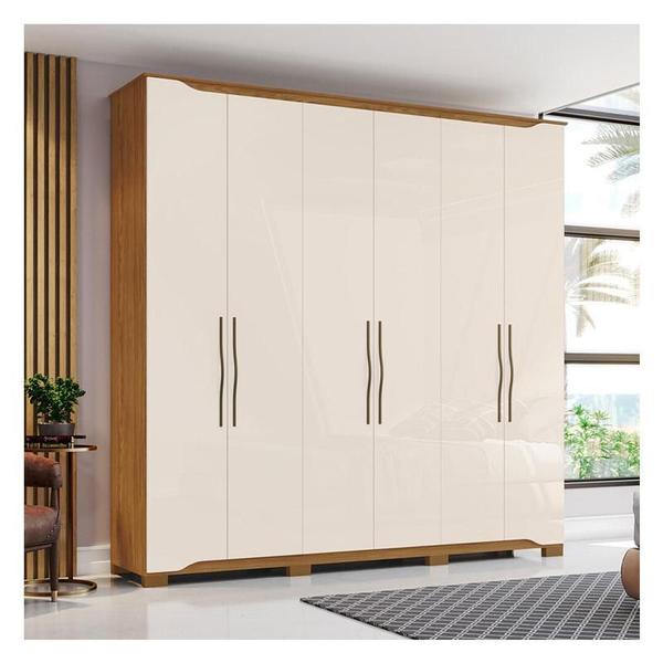 Imagem de Guarda Roupa Casal Dallas 6 Portas Nature Off White - Henn