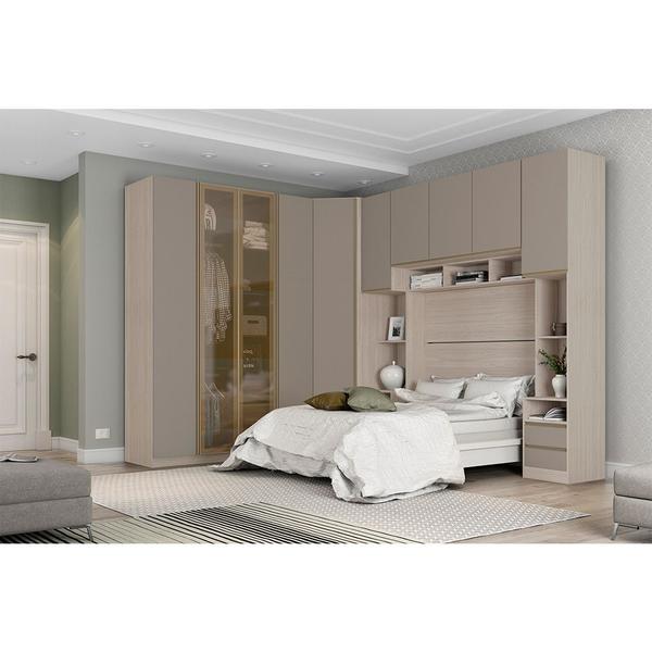 Imagem de Guarda Roupa Casal de Canto Vidro Reflecta 9 Portas Legno Crema Connect Prime Plus Luciane Móveis