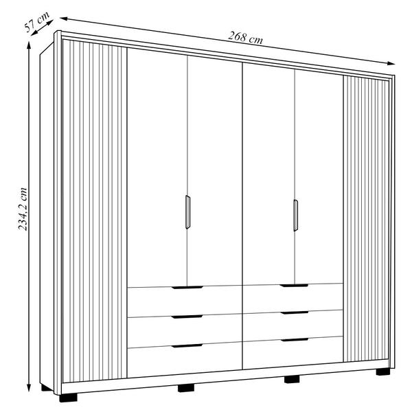 Imagem de Guarda Roupa Casal Decorativo Decimus 4 Portas c/Espelho e 6 Gavetas MDF/MDP Buriti G11 - Gran Belo