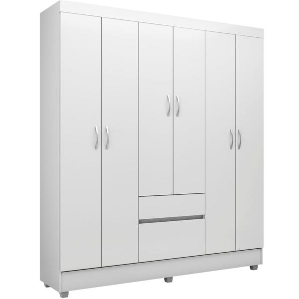 Imagem de Guarda-Roupa Casal Demóbile Flash II 6 Portas 2 Gavetas Flex Branco e Rosa