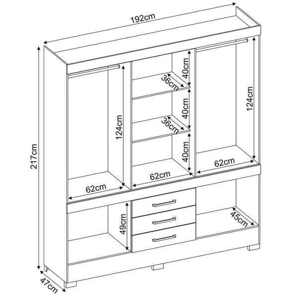 Imagem de Guarda Roupa Casal Demóbile New Murano 10 portas 03 gavetas com pés Amendola Touch 134