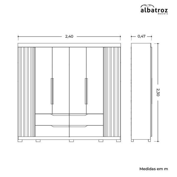 Imagem de Guarda Roupa Casal Doble 4 Portas e 4 Gavetas com Espelho - Móveis Albatroz