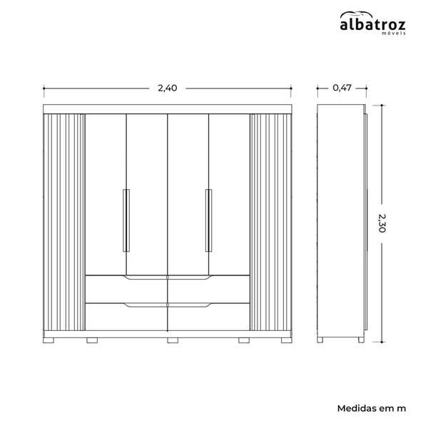 Imagem de Guarda Roupa Casal Doble 6 Portas Jatobá/Fendi Metallic - Móveis Albatroz