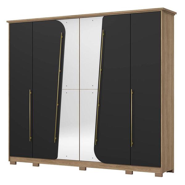 Imagem de Guarda Roupa Casal Dubai 6 Portas Jequitibá Preto HP - Henn