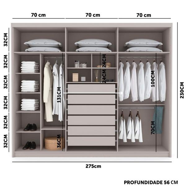 Imagem de Guarda Roupa Casal Dubai Majestic 6 Portas Fendi VR