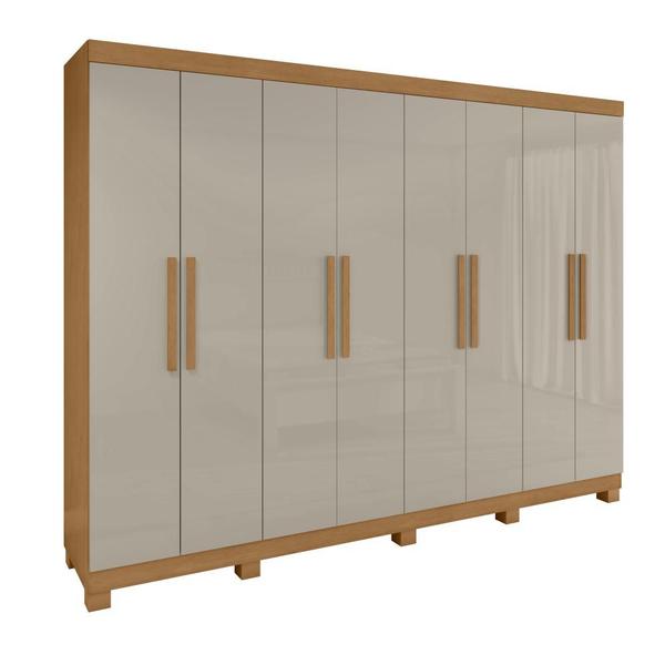 Guarda-roupa Casal Easy Slim 8 Portas Com Pés Amendoa Clean/Off White Guarda-roupa Casal Easy Slim 8 Portas Com Pés Amendoa Clean/Off White