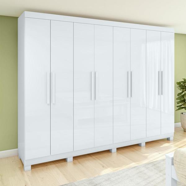 Imagem de Guarda-roupa Casal Easy Slim 8 Portas Com Pés Branco