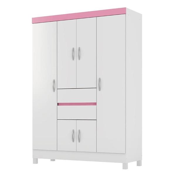 Imagem de Guarda Roupa Casal Ecom II  6 Portas e 2 Gavetas Branco/Rosa - Demóbile