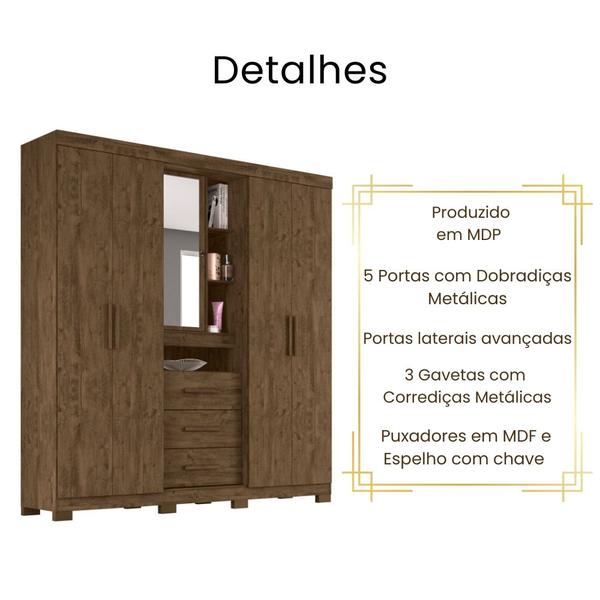 Imagem de Guarda Roupa Casal Eldorado 5 Portas Castanho Wood Moval