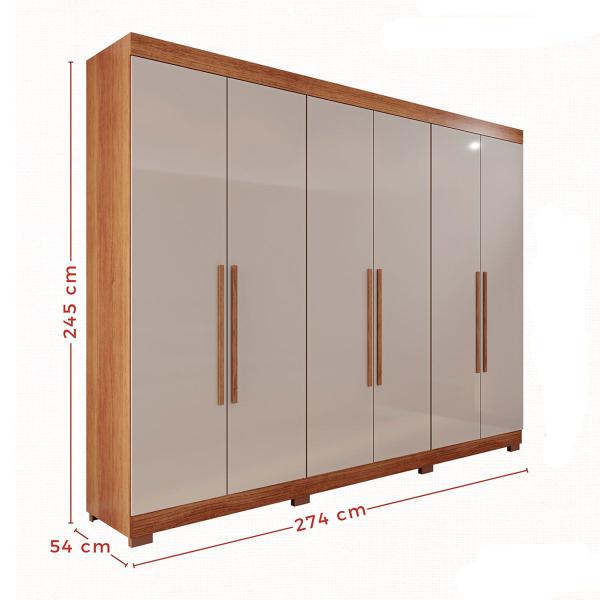 Imagem de Guarda-Roupa Casal Eldorado Premium 6 Portas 6 Gavetas com Pé 100% Mdf Cinamomo/Off White - Pnr Móveis