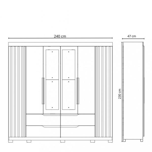 Imagem de Guarda Roupa Casal Espelho 6 Portas 4 Gavetas Doble Albatroz