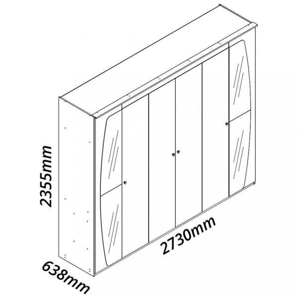 Imagem de Guarda Roupa Casal Espelho Pés 6 Portas 6 Gavetas Ripado Led Inovação Gelius