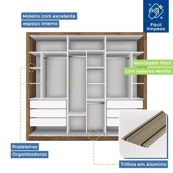 Imagem de Guarda Roupa Casal Europa com 3 Espelho 3 Portas  Minastex