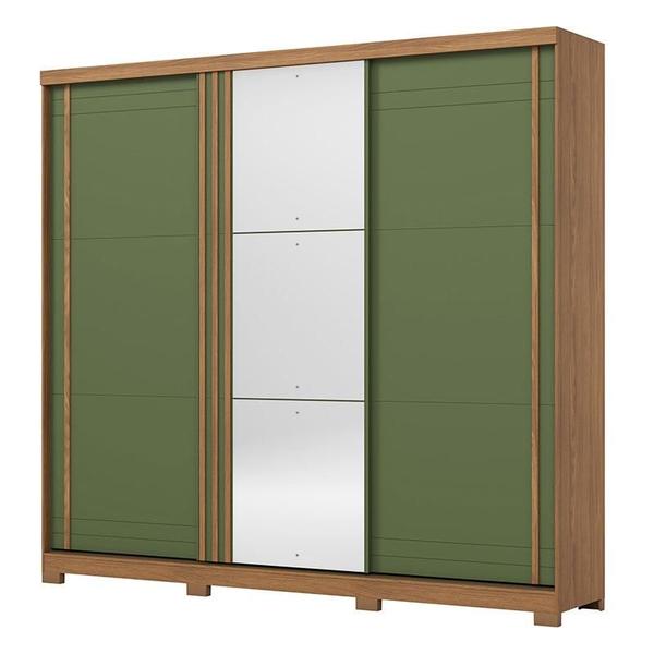 Imagem de Guarda Roupa Casal Fazano 3 Portas Deslizantes Nature Verde HP - Henn