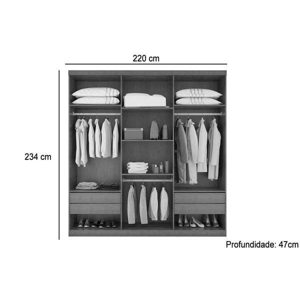 Imagem de Guarda Roupa Casal Filadélfia 6 Portas e 4 Gavetas Naturale/Off White - Rufato