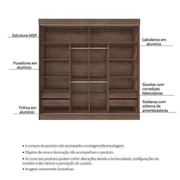 Imagem de Guarda Roupa Casal Flex 2 Portas Deslizante 4 Gavetas Montes Claros Ypê Areia - Saga Decor