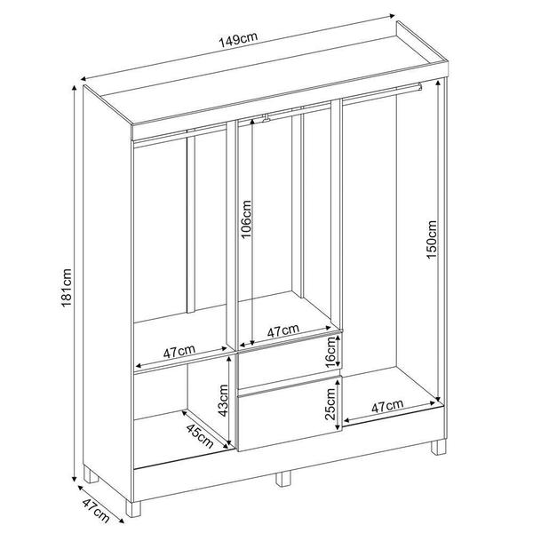 Imagem de Guarda Roupa Casal Flex 6 Portas 2 Gavetas Branco/Rosa