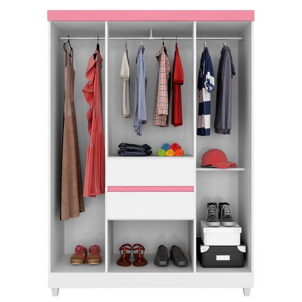 Imagem de Guarda Roupa Casal Flex 6 Portas 2 Gavetas Ecom II D02 Branco/Rosa/Branco - Mpozenato