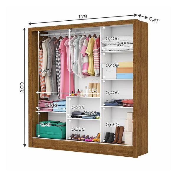 Guarda Roupa Casal Fortaleza Portas Com Espelho Carioca Móveis