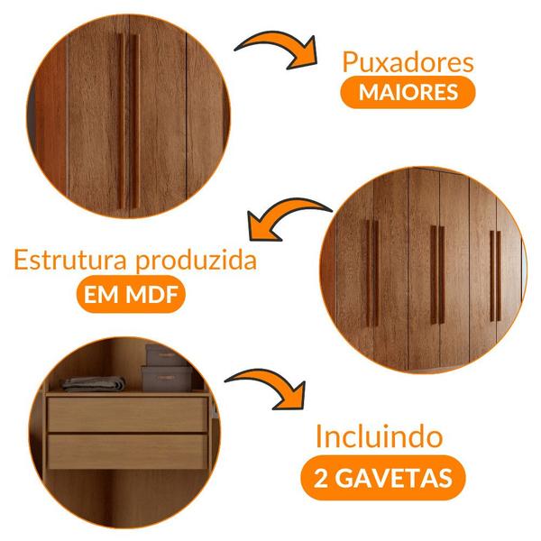 Imagem de Guarda Roupa Casal Heros 6 Portas e 2 Gavetas MDF Moderna