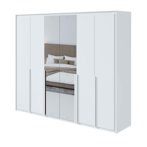 Imagem de Guarda-Roupa Casal Imperatore 6 Portas com Espelho 100% Mdf Branco - Móveis Lopas