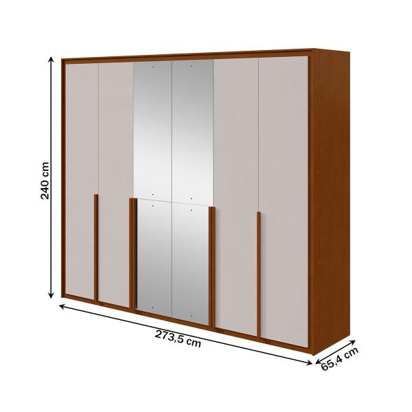 Imagem de Guarda-Roupa Casal Imperatore 6 Portas com Espelho 100% Mdf Frassino /Off White - Móveis Lopas