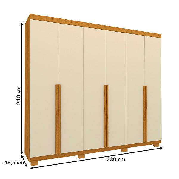 Imagem de Guarda-Roupa Casal Imperatriz 6 Portas 4 Gavetas 100% Mdf Off White/Naturale - Gelius