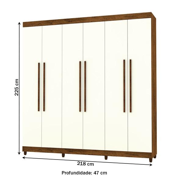 Imagem de Guarda-Roupa Casal Império 6 Portas 2 Gavetas Imbuia/Champanhe - Panorama Móveis