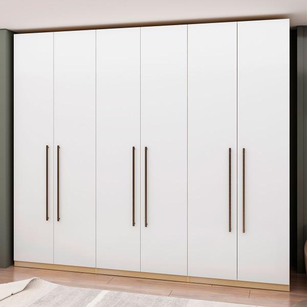 Imagem de Guarda-Roupa Casal Infinity 6 Portas 3 Gavetas Nero Savana/Branco - Genialflex