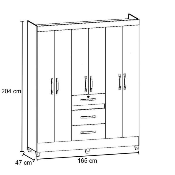 Imagem de Guarda Roupa Casal Itatiba 6 Portas 3 Gavetas Castanho Wood/Baunilha - Moval