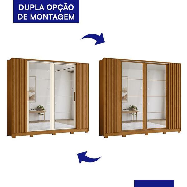 Imagem de Guarda Roupa Casal Jacarandá 4 Portas Flex com 8 Espelhos - Móveis Albatroz