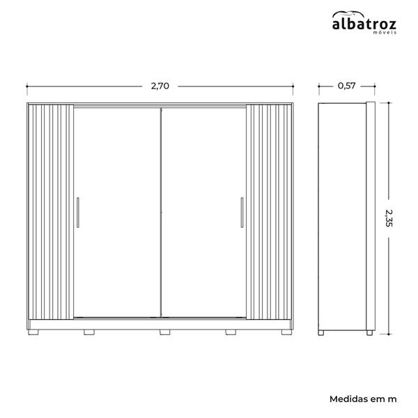 Imagem de Guarda Roupa Casal Jacarandá 4 Portas Jatobá/Fendi Metallic - Móveis Albatroz