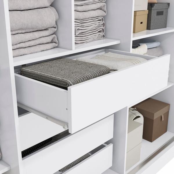 Imagem de Guarda-Roupa Casal Kappesberg 3 Portas Reversiveis de Correr 3 Espelhos 2 Cabideiros Branco