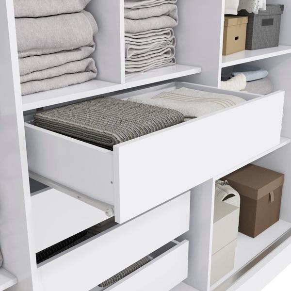 Imagem de Guarda-Roupa Casal Kappesberg 3 Portas  Reversiveis de Correr 3 Espelhos 4 Gavetas Branco