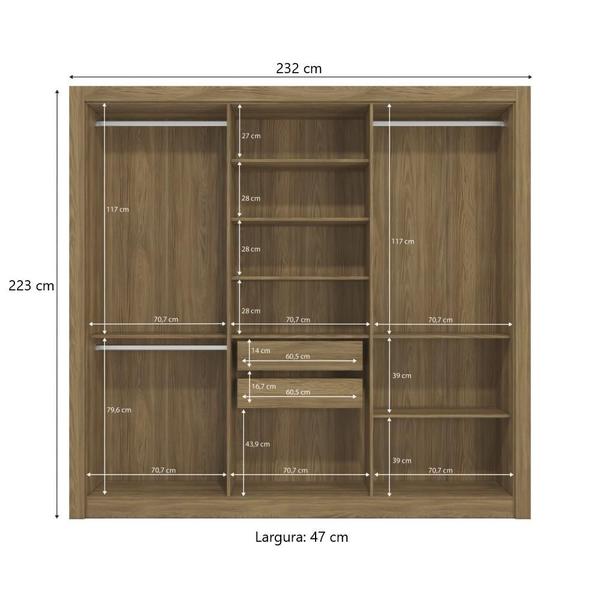 Imagem de Guarda-Roupa Casal Kappesberg 6 Portas 2 Gavetas Marrom Branco - M569BR