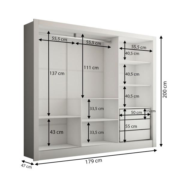 Imagem de Guarda-Roupa Casal Katherine 3 Portas 2 Gavetas com Espelho Branco - Panorama Móveis