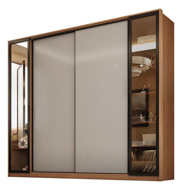 Imagem de Guarda Roupa Casal Laredo 4 Portas Flex com Vidro Reflecta - Demartêz