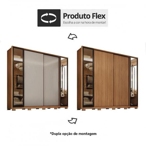 Imagem de Guarda Roupa Casal Laredo 4 Portas Flex com Vidro Reflecta e Pés - Demartêz