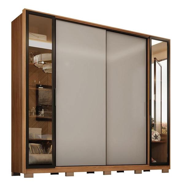 Imagem de Guarda Roupa Casal Laredo 4 Portas Flex com Vidro Reflecta e Pés - Demartêz