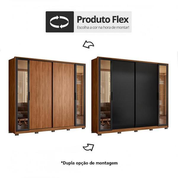 Imagem de Guarda Roupa Casal Laredo 4 Portas Flex com Vidro Reflecta e Pés - Demartêz