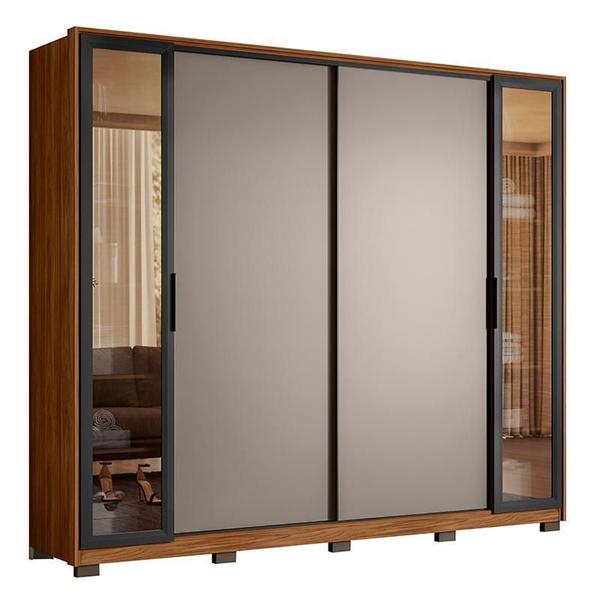 Imagem de Guarda Roupa Casal Laredo 4 Portas Flex com Vidro Reflecta e Pés - Demartêz