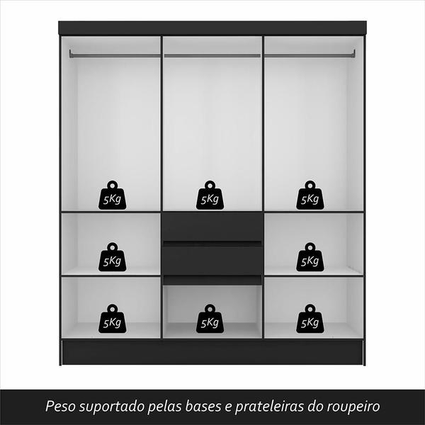 Imagem de Guarda Roupa Casal Lia 7 Portas Preto Fosco - Moveis Arapongas