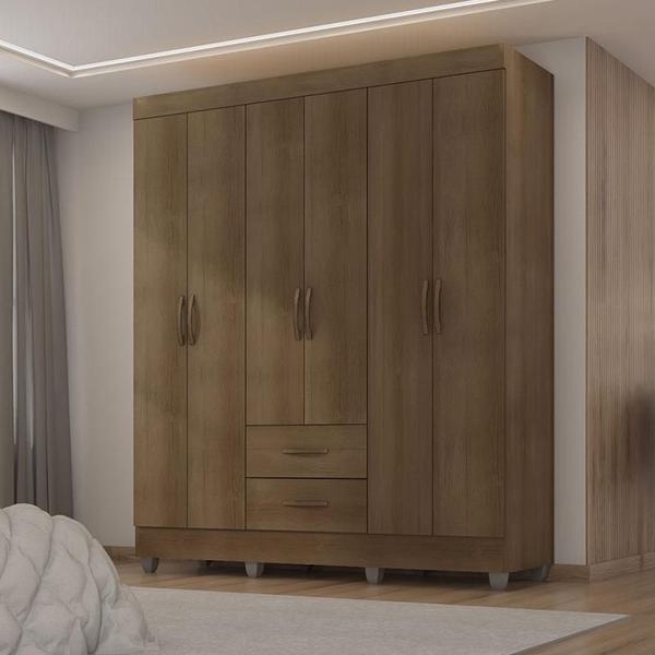 Imagem de Guarda Roupa Casal Lite 6 Portas Carvalho Oak - Móveis Leão