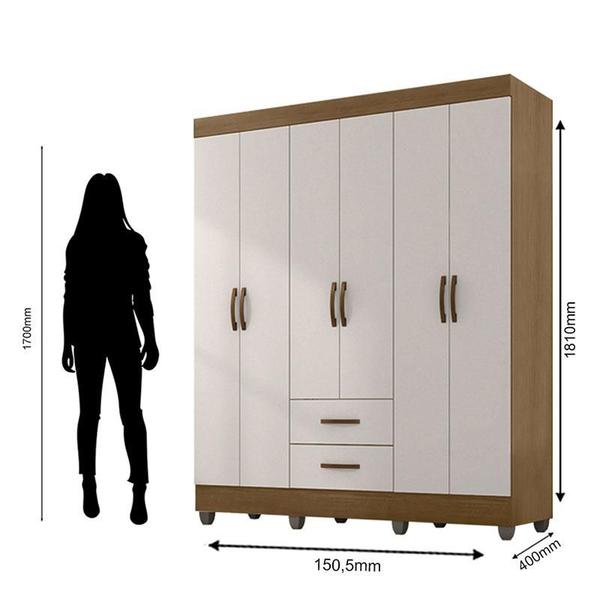 Imagem de Guarda Roupa Casal Lite 6 Portas Nature Off White - Móveis Leão