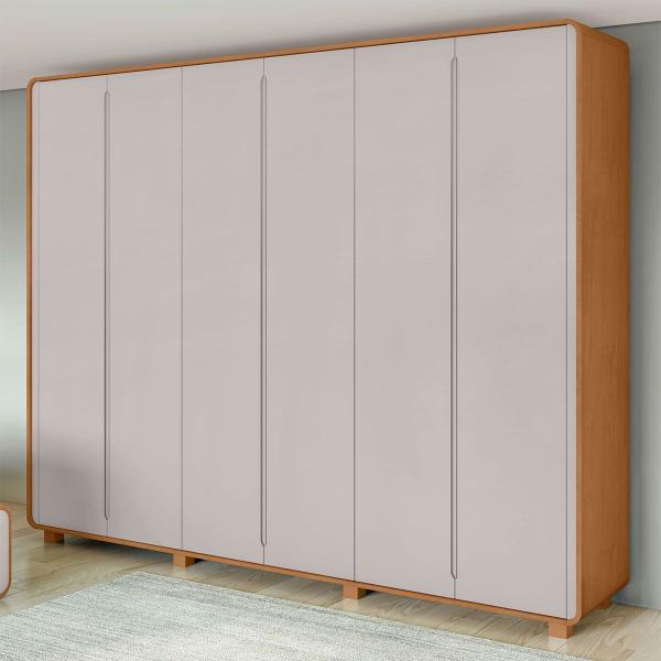 Imagem de Guarda-Roupa Casal Loop 6 Portas 6 Gavetas Amêndoa Clean/Off White 86808.58 - Móveis Lopas