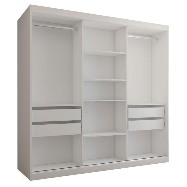 Imagem de Guarda-Roupa Casal Lorient 3 Portas 4 Gavetas com Espelho 100% Mdf Branco - Panorama Móveis