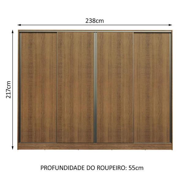 Imagem de Guarda-Roupa Casal Madesa Apolo 4 Portas de Correr - Rustic