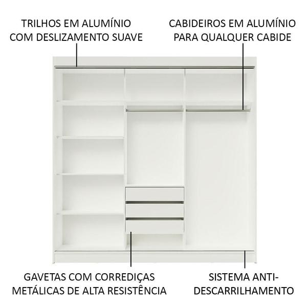 Imagem de Guarda-Roupa Casal Madesa Austin 4 Portas de Correr com Espelhos 3 Gavetas