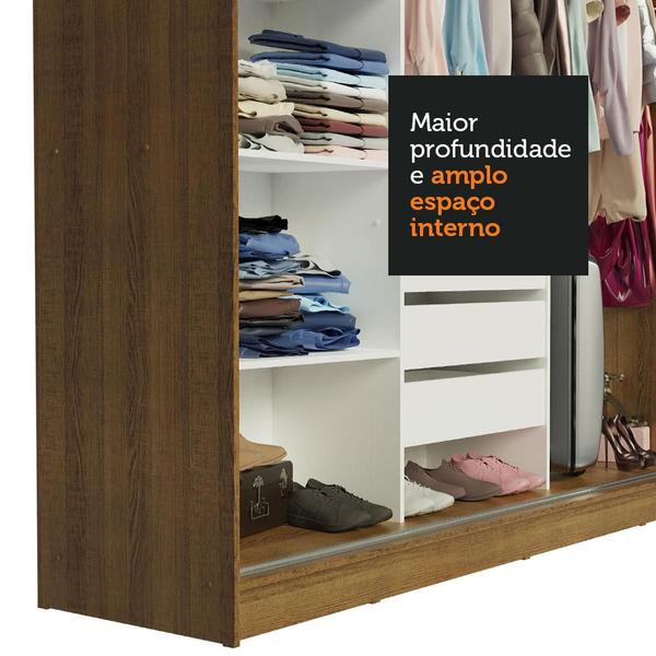 Imagem de Guarda-Roupa Casal Madesa Austin 4 Portas de Correr com Espelhos 3 Gavetas