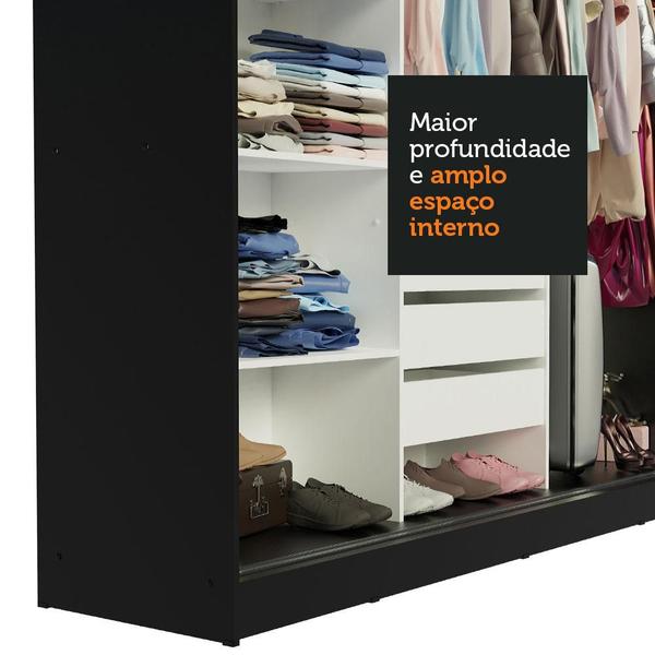 Imagem de Guarda-Roupa Casal Madesa Austin 4 Portas de Correr com Espelhos 3 Gavetas